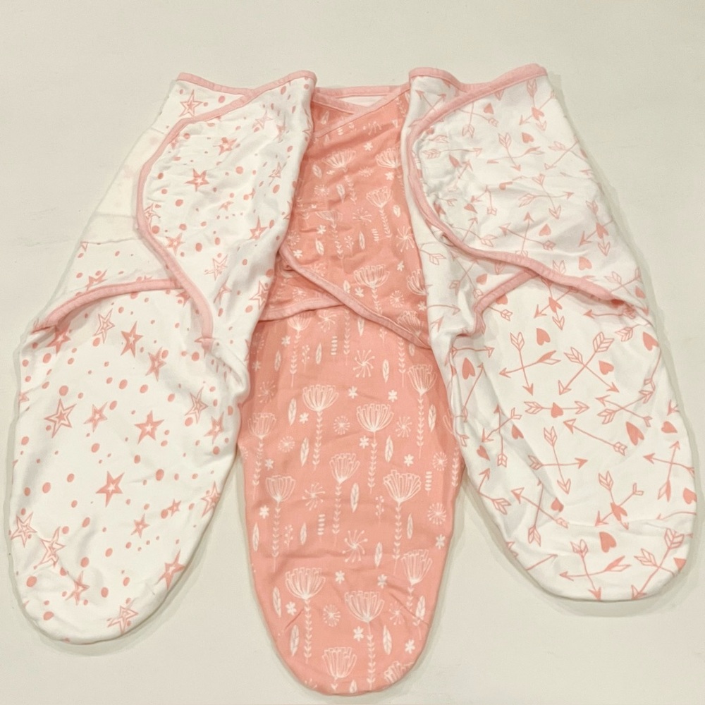 Pink & White Baby Swaddle Trio
